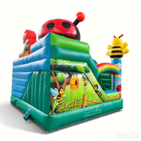 Château gonflable Lilytoys sur le thème des fleurs et des abeilles, château gonflable extérieur pour enfants avec toboggan
