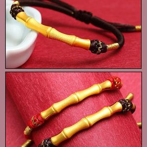 Xinfly 3D Hard Gold Elbow Bamboo Charm Passepartout Gold 999 <b>Red</b> Drawstring Good Lucky <b>Bracelet</b> - Product Image 3
