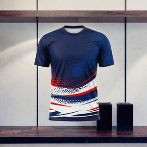 Camiseta de Fútbol Sublimada para Hombre, Cuello Redondo, Manga Corta, Absorbe la Humedad, Secado Rápido, Ajuste Atlético, 100% Poliéster, Estampado Degradado - Product Image 3