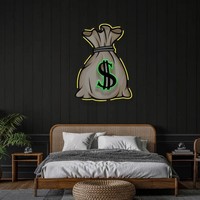Letrero Luminoso LED de Acrílico con Diseño de Bolsa de Dólares, Impresión UV Personalizada, Resistente al Agua IP65, para Decoración de Interiores/Exteriores