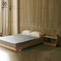Cama Baja Tatami de Madera Maciza de Roble, Estilo Nórdico Japonés Moderno y Sencillo, Tipo Flotante para Alojamiento