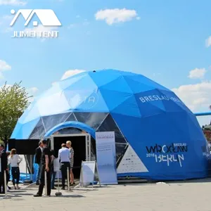 Tenda Kubah Bulat Geodesic Besar Biru Lebar Bebas Tahan Angin untuk Acara dengan Desain Luar Biasa