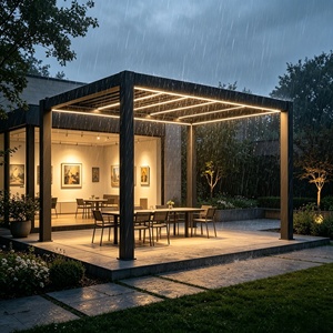 Pabellón de Jardín Eléctrico con Persianas Ajustables, Aplicable en Múltiples Escenarios, Poste de Aleación 6063 con Recubrimiento en Polvo, Totalmente Impermeable con Drenaje Oculto - Product Image 1