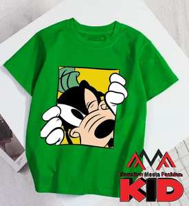 T-shirt vert court imprimé régulier (imprimé graphique) décontracté/streetwear/maillots de bain vietnamien col rond (col rond) - Product Image 2