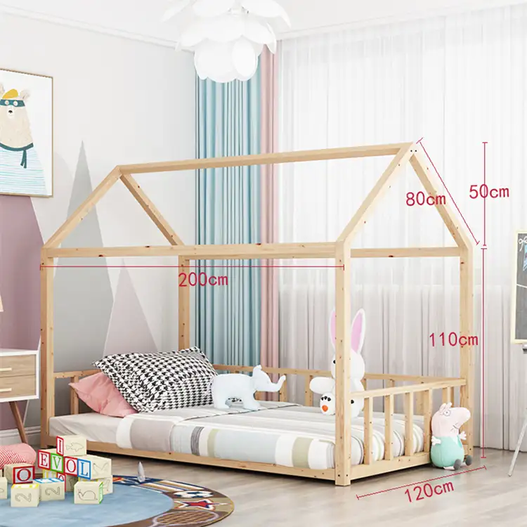 Penjualan Laris Furnitur Tempat Tidur Bayi Kayu Desain Baru Bingkai Rumah Montessori Tempat Tidur Anak Balita