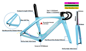 Cuadro de carbono para bicicleta de carretera con manillar de carbono, cuadro de bicicleta de carretera de 700c - Product Image 3