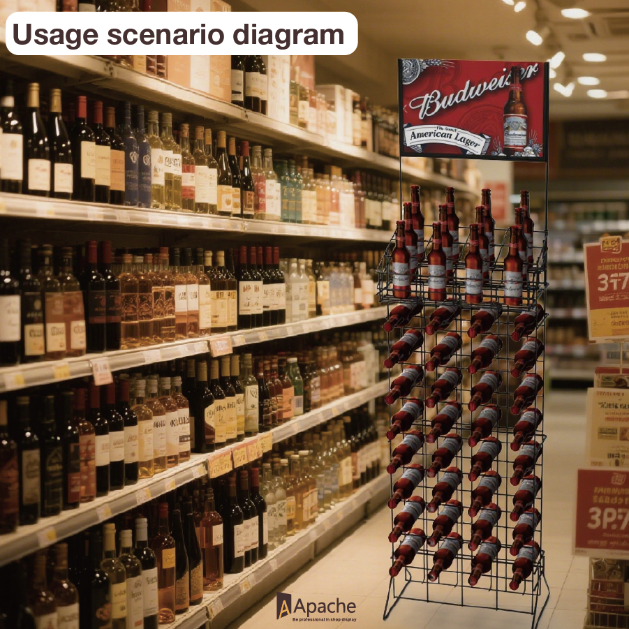 Apache Customized Mental Beverage Display Stand Iron Wire Stand Easy Assembly for Retail Shop — view 5