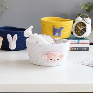 Panier de rangement en corde de coton pour <span class=keywords><strong>la</strong></span> décoration de <span class=keywords><strong>la</strong></span> maison, panier de tri pour le hall d'entrée, panier tissé à l'effigie d'animaux, panier de bureau <span class=keywords><strong>fait</strong></span> main, organisateur d'objets <span class=keywords><strong>divers</strong></span> - Product Image 5