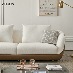Divano Moderno di Lusso a 3 Posti in Tessuto Marrone <span class=keywords><strong>e</strong></span> Bianco per Soggiorno, Produzione Diretta - Product Image 2