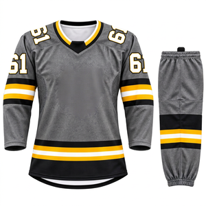 Custom Sublimated Heather <b>Grey</b> Ice Hockey Jersey <b>Socks</b> Set Quick Dry Breathable Team Practice Uniform College Training Wear Mens - Product Image 1