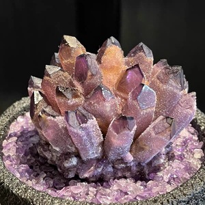 Cụm thạch anh tím bán buôn với đế gỗ Trang trí nhà Cụm thạch anh tím  Đá thạch anh tím dạng thạch anh tự nhiên Trang trí nhà - Product Image 3