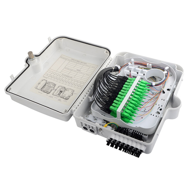 Wall and Pole White FTTH 24 Port 24 Core Fiber Optic Distribution Box FDB-24M