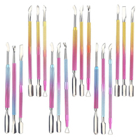 Kit de coupe-cuticules et repousse-cuticules en acier inoxydable couleur arc-en-ciel pour peaux mortes