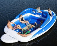 Personnalisé Énorme 6 Personne PVC Gonflable Île Flottante Portable Rivière Radeau Hermétique Eau Partie Bateau Gonflable Bay Breeze Bateau