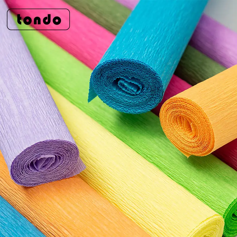 Tondo ขายส่ง50เซนติเมตร2.5เมตรม้วนกระดาษเครปสำหรับตกแต่งดอกไม้