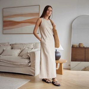 Style français blanc sans manches gilet robe 2025 été nouveau minceur haute qualité fendu longue jupe - Product Image 1
