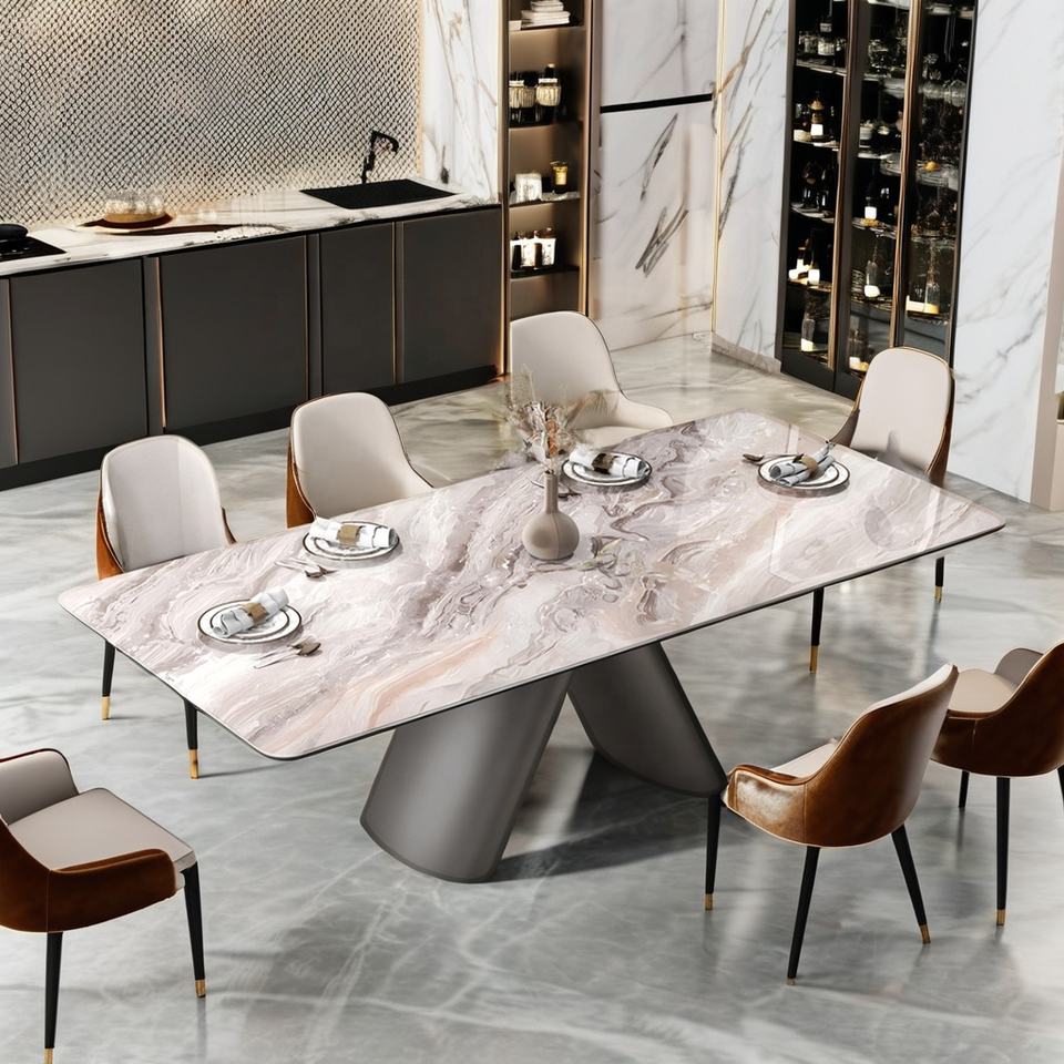 Modern Rectangular Travertine Stone Dining Table Top Home Dine ...