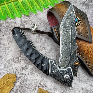 มีดพับ Damascus VG10 Core ระดับอุตสาหกรรม สำหรับกิจกรรมกลางแจ้ง กู้ภัย พกพา EDC ตั้งแคมป์ พร้อมปลอกหนัง - Product Image 2