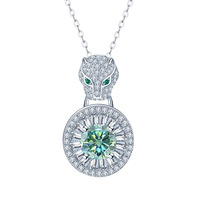 Collier de Moissanite étincelante de 1carat avec tête de léopard au design unique Bijoux fins en argent sterling 925 pour fiançailles de femmes