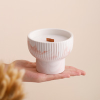 Bougeoir d'aromathérapie grande tasse de luxe français Bougeoir à cylindre vide motif marbre céramique