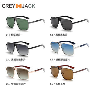 Greyjack Lunettes de soleil polarisées pour hommes, monture carrée, UV400, vision nocturne, lunettes de conduite, noires, en acier inoxydable TR - Product Image 5