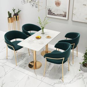 Chaise de salle à manger en tissu velours moderne de luxe avec pieds en métal pour la maison et l'hôtellerie - Product Image 4