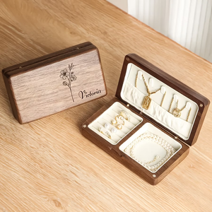 <span class=keywords><strong>Organisateur</strong></span> de <span class=keywords><strong>bijoux</strong></span> en noyer noir de luxe avec doublure en velours, boîte cadeau en bois artisanale pour mariage, demoiselle d'honneur, anniversaire, souvenir - Product Image 5