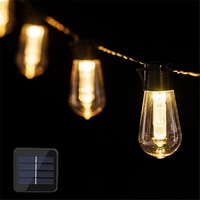Guirlande lumineuse solaire LED Edison, indice de protection IP44, 5V, style nostalgique, longue, pour cour, jardin, extérieur, camping, lumière décorative