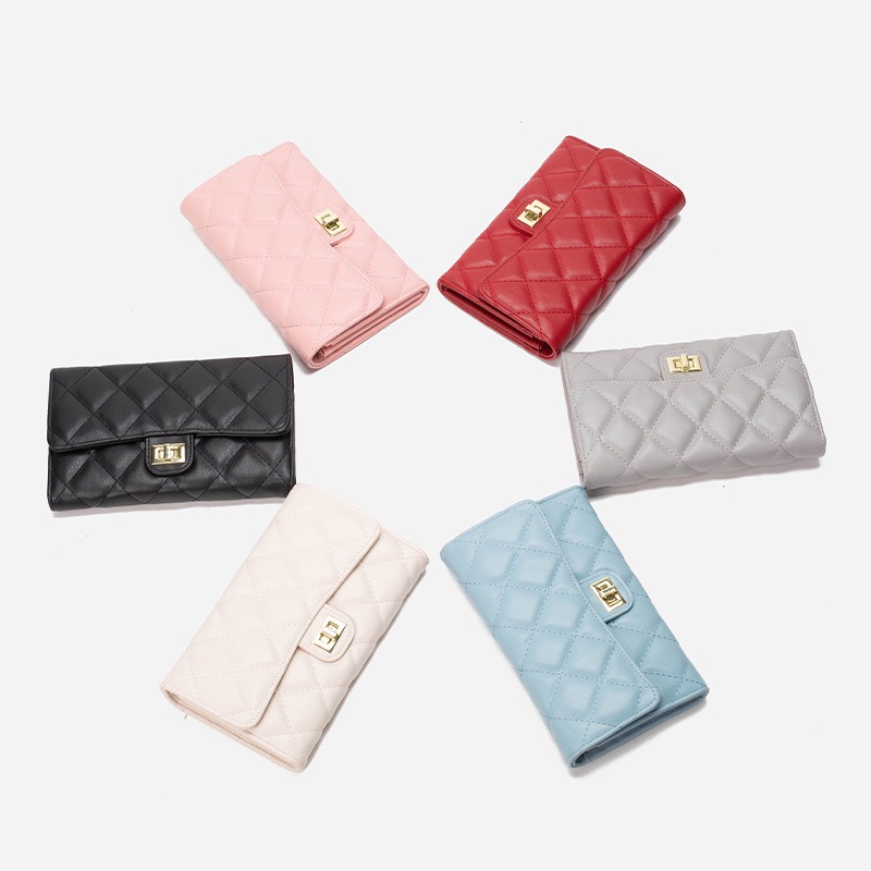 Hot Sale Luxury Quilted Women's Wallet with Anti-Theft Feature Ladies Card Holder Zipper Coin Purses Phone Checkbook Organizer