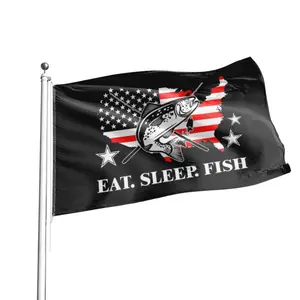 กินแบบกำหนดเองการนอนหลับธงปลาธงที่น่าจดจำ90X150ซม. แบนเนอร์3x5ft ดีที่สุด