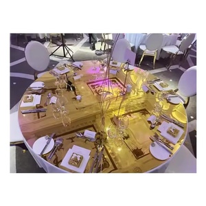 ZKAI 60 72 Pulgadas, Cubierta Redonda para <span class=keywords><strong>Mesa</strong></span> de Boda, Lámina de <span class=keywords><strong>Espejo</strong></span> de PE, Acrílico, Dorado y Plateado, Cubiertas para Mesas de Boda - Product Image 4