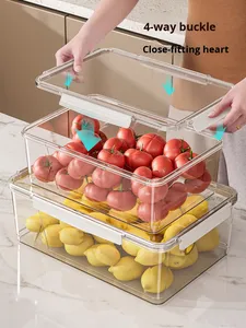 Xing You Grande boîte de rangement en <span class=keywords><strong>plastique</strong></span> transparente de qualité <span class=keywords><strong>alimentaire</strong></span> <span class=keywords><strong>pour</strong></span> le stockage des fruits frais Congélation du réfrigérateur étanche à l'humidité - Product Image 3