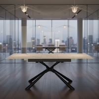 Usine chinoise vend des tables de salle à manger extensibles et réglables en verre trempé avec plateau en céramique et pieds en métal, style moderne et luxueux, pour hôtels.