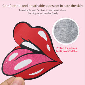 Venta al por mayor diseño de labios pezón pegatina empanadas pezón decoración pechos cubierta Sexy Rosa belleza chica pezón cubierta para mujeres - Product Image 3
