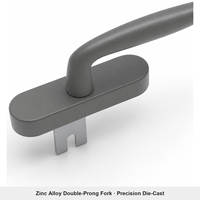 Manilla moderna tipo espagnolette con cerradura para ventanas de aluminio/puertas, de aleación de zinc con recubrimiento en polvo y base ovalada.