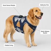 Harnais intelligent pour chien USMILEPET avec suivi GPS, moniteur de fréquence cardiaque et de température cutanée, étanche IP67