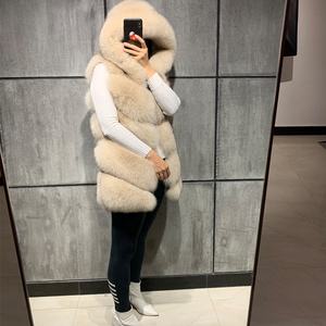 ファーベストフード付きファーフード付きコートノースリーブチョッキ女性服女性ジレファンシーフードフォックスファーベスト女性 - Product Image 4