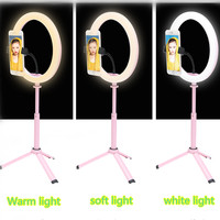 WEIFENG Lampu Cincin LED 10 Inci dengan Tripod, Lampu Meja Mini, Lampu Cincin Kecerahan Dapat Disesuaikan Tik Tok, Lampu Cincin Berdiri