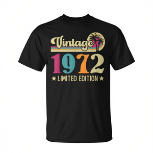 Vintage <b>1972</b> Limited Edition Birthday <b>T</b>-<b>Shirt</b> Unisex Crew Neck Short Sleeve Adult Size Silk Screen Printing - Product Image 2