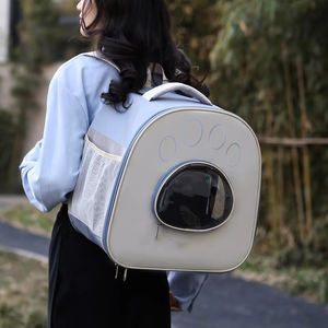 Новый дизайн, легкий Расширяемый Рюкзак для домашних животных, стильная Складная дышащая оксфордская ткань + ПВХ с открытой застежкой, сумка для кошек и собак, дорожная - Product Image 6