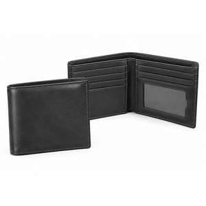Portefeuille en cuir véritable de qualité supérieure pour homme, portefeuille classique fin à double pli avec plusieurs emplacements pour cartes, poche à monnaie, design élégant et personnalisé - Product Image 2