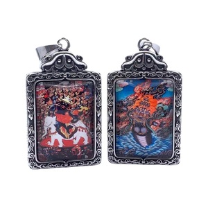 <b>Titanium</b> Steel Thangka Pendant With Behar Goddess King Design Retro Men's National Style Jewelry 216086 - Product Image 1