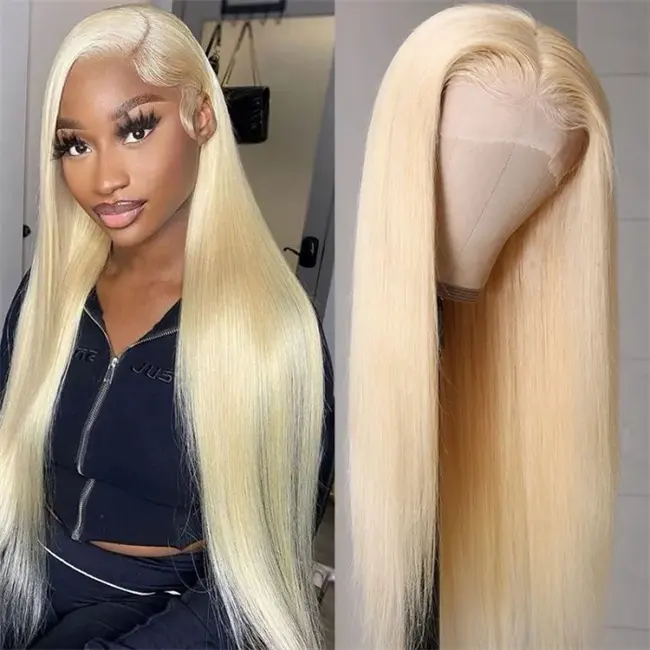 large stock unprocessed 100% human hair wig 180 density highlighted honey brazilian virgin blonde 613 human hair lace front wig