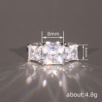 Élégant carré en forme de princesse coupe éblouissante cubique zircone anneaux mariage argent plaqué mode bijoux anneaux pour femmesGJZ1000