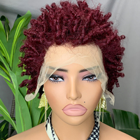 Perruque Afro Courte Bouclée Crépue en Dentelle 13x4 Marron Clair, Cheveux Humains Vierges Brésiliens, Sans Colle, Couleur Naturelle, Densité 180%, Pas Cher