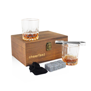 High Quality Wooden Box Reusable Chilling <strong>Whiskey</strong> Glasses Cooling Stone and <strong>Whiskey</strong> Granite Stone Gift <strong>Set</strong> With Glasses - Product Image 2