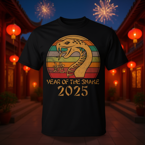 T-Shirt Unisex Anno del Serpente 2025 Capodanno Lunare, Girocollo, Manica Corta, Stampa Serigrafica, Abbigliamento Promozionale - Product Image 2
