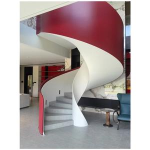 درج منزلي منحني حلزوني مزخرف حديث من الفولاذ الداخلي مخصص مع درابزين زجاجي مصنع شنتشن - Product Image 5
