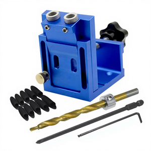 Gabarit de trou de poche <span class=keywords><strong>en</strong></span> alliage OEM. <span class=keywords><strong>Kit</strong></span> de système de gabarit <span class=keywords><strong>en</strong></span> bois à deux trous avec guide de perçage et bouchons et vis pour travaux de menuiserie - Product Image 1