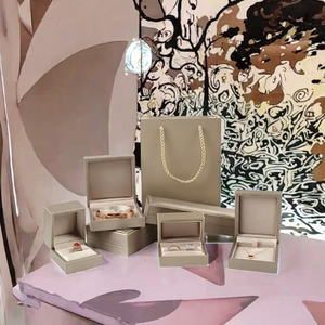 <b>Champagne</b> Gray Jewelry <b>Box</b> Set with <b>Gift</b> Bag, Luxury Ring Necklace Bracelet Storage <b>Box</b> Premium Jewelry Packaging <b>Box</b> - Product Image 3